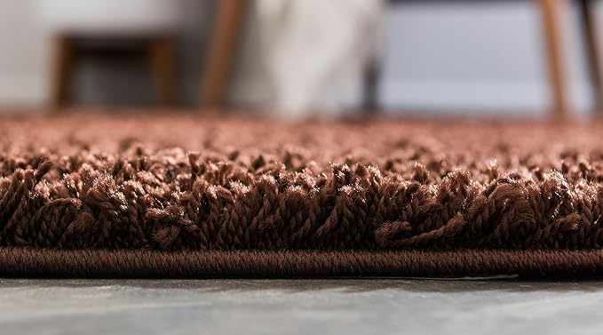 Unique Loom Solid Shag Collection Area Rug (2' 7" x 10' Runner, Chocolate Brown)