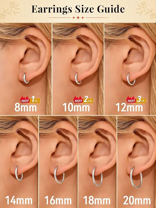 FaithHeart 925 Sterling Silver Huggie Hoop Earrings, Small Hoop Earring for Women, Silver/14K Gold/Black/Rose Gold Hypoallergenic Cartilage Earrings for Women 8/10/12/14/16/18/20mm