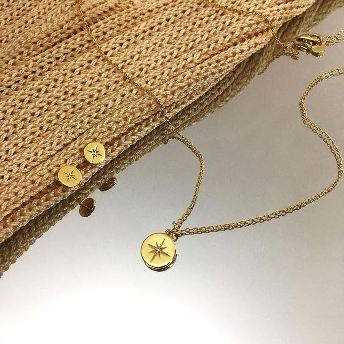 S.Leaf Gold Dainty Pendant Necklaces for Women Sterling Silver Gold Plated Layered Horizontal Vertical Bar Star Starburst Moon Cubic Zirconia Lariat Necklace for Women Trendy Gifts