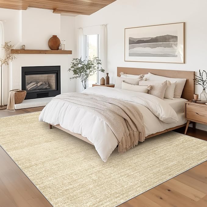 Valenrug Washable Rug 5x7 - Stain Resistant 5x7 Area Rugs for Living Room, Non Slip Backing Printed Rugs for Bedroom, Folable Machine Washable Area Rug (5'x7', Tan)