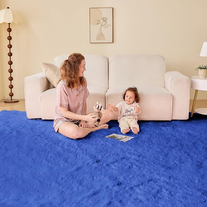 OPPODREAM 4x6 Royal Blue Rugs for Bedroom, Ultra-Soft Fluffy Area Rugs for Living Room, 4 x 6 Shag Carpet for Nursery, Kids, Girl, Boy, Baby, Plush, Fuzzy, Shaggy, Cute Home Decor