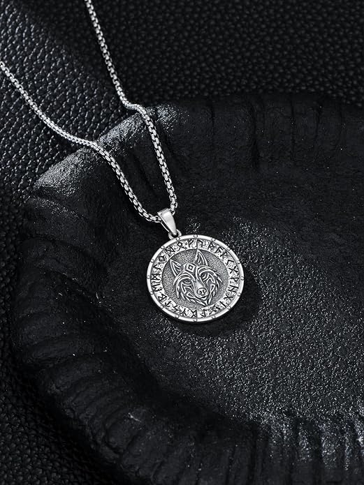 Viking Necklace Triple Horn of Odin/Wolf/Thor Hammer Necklace Viking Pendant Norse Jewelry Gifts for Man