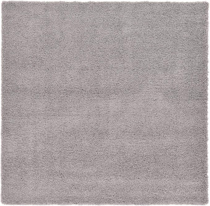 Unique Loom Solid Shag Collection Area Rug (8' Square, Cloud Gray)