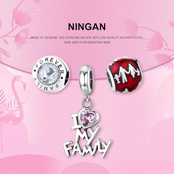 NINGAN 925 Sterling Silver Charm Golden Love Charm Buckle Safety Chain Travel Bead Firefly Dragonfly Pendant, Suitable for Women Bracelet and Necklace as Gift from Mom and Friends