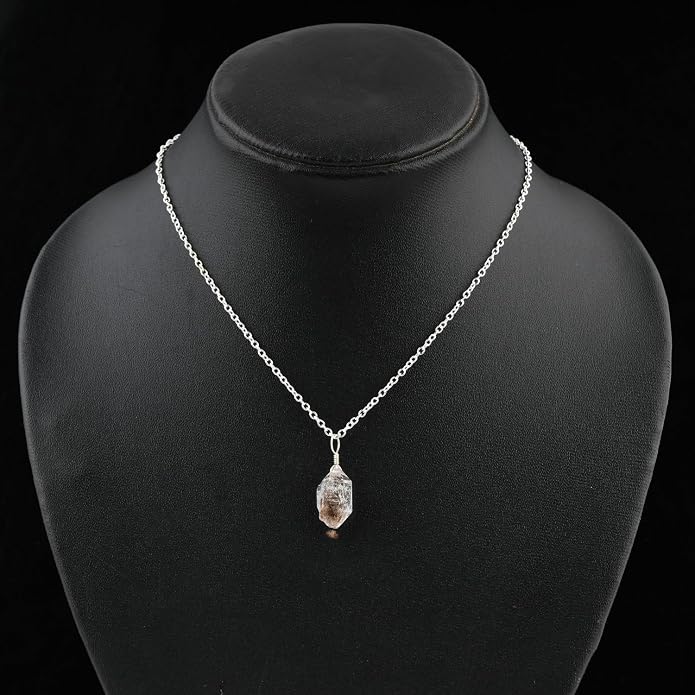Natural Raw Gemstones Pendant Necklace, Rough Stones Dainty Jewelry, Handmade Bohemian Jewelry, Silver Plated Chain, Healing Crystals, Christmas Gift for Women