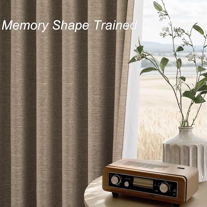 Topfinel Extra Long 120 Inch Blackout Curtains for Large Window Treatment Fall Farmhouse Thick Linen Texture Sound Proof Drapes Room Divider Pleat Ceiling Track Burg Bedroom 10Ft(W52 xL132 2 Panels)