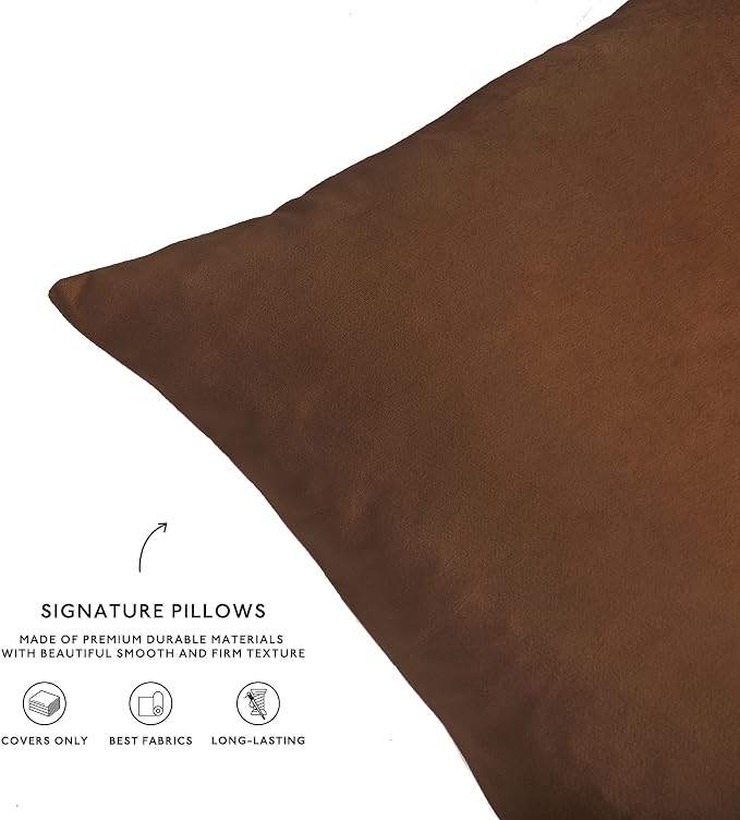 MONDAY MOOSE Decorative Throw Pillow Covers Cushion Cases, Set of 4 Soft Velvet Modern Designs, Mix and Match for Home Decor, Pillow Inserts Not Included (22x22 inch, Brown/Beige)