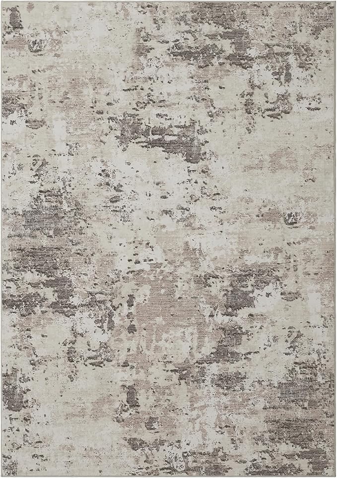 ROYHOME Modern Abstract Area Rug 9x12 Non Slip Non Shedding Rug Low Pile Stain Resistant for Bedroom Living Room,Brown Grey