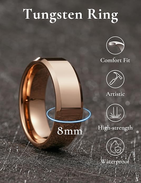 King Will BASIC Men Women 4mm/5mm/6mm/7mm/8mm Titanium Rings Polished Wedding Band Engagement Anniversary Band Comfort Fit