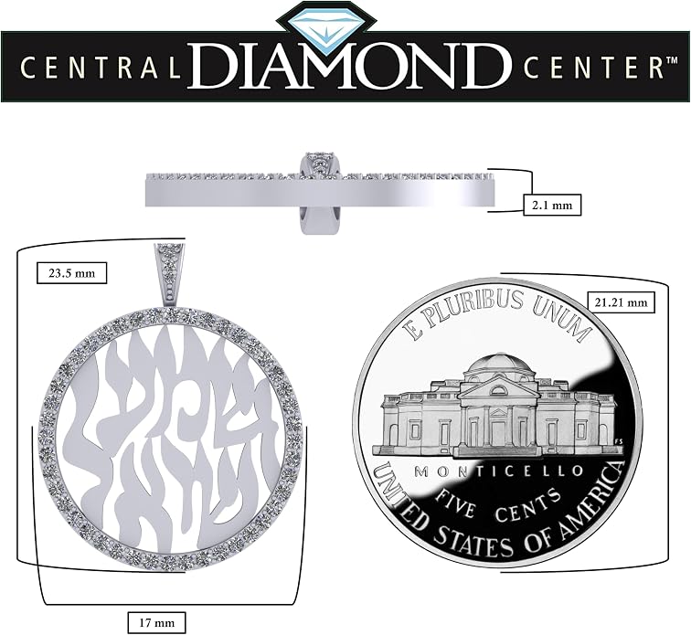 Central Diamond Center Shema Israel Full Hebrew Prayer Pendant Necklace in Solid Sterling Silver