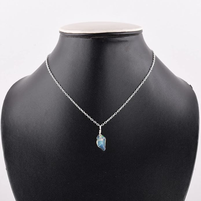 Natural Gemstone Pendant Necklace for Women Handmade Birthstone Healing Crystal Jewelry Chain 20" Stone Birthday Christmas Wedding Gifts for Her