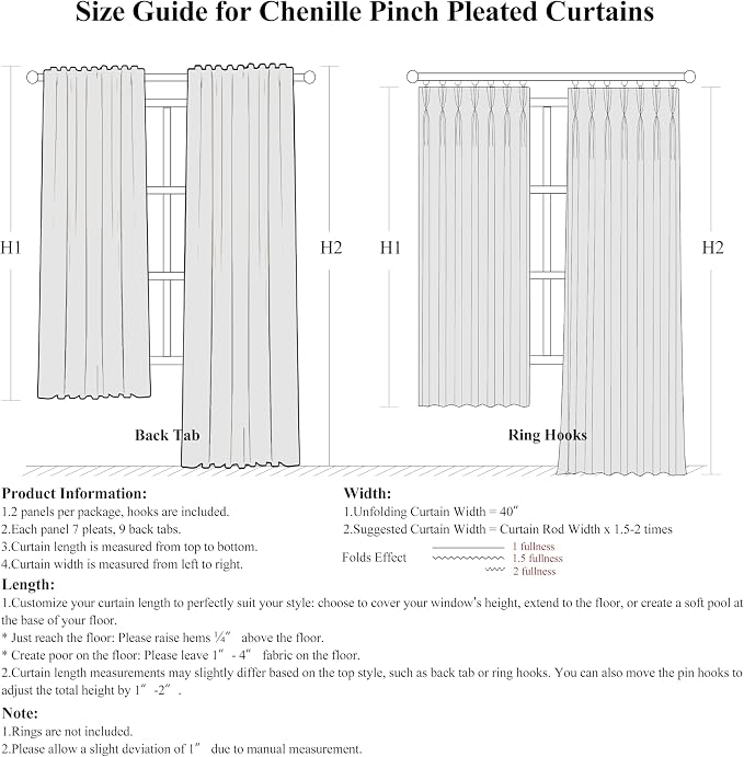 WEST LAKE Beige Pinch Pleated 90% Blackout Curtain Panels 102 Inches Long | Neutral Triple Weave Textured Microfiber Lined Heavy Drapes,Modern Bedroom Window Treatment,Back Tabs,40"Wx102"Lx2