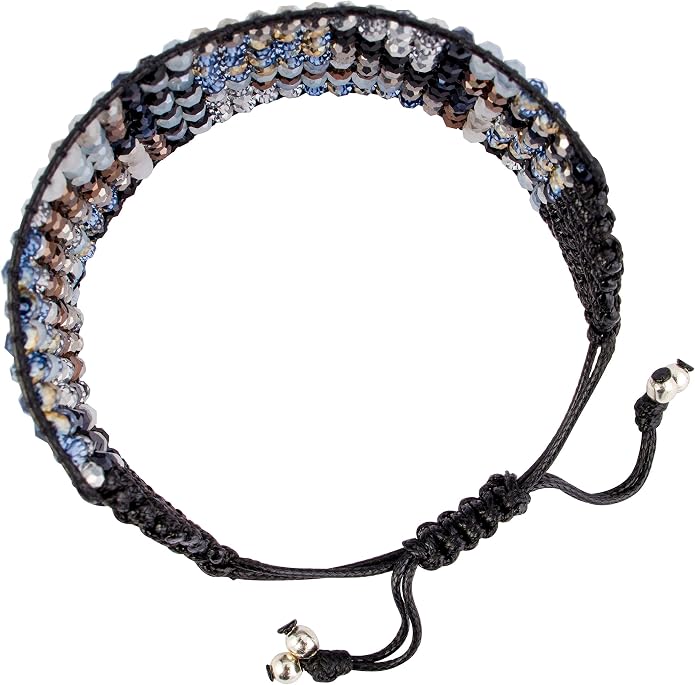 Joob Joob Handmade Boho Bracelets For Women - Colorful Crystal Beaded Bracelets - Easy Adjustable Leather Cuff Bracelet with Slider Opening