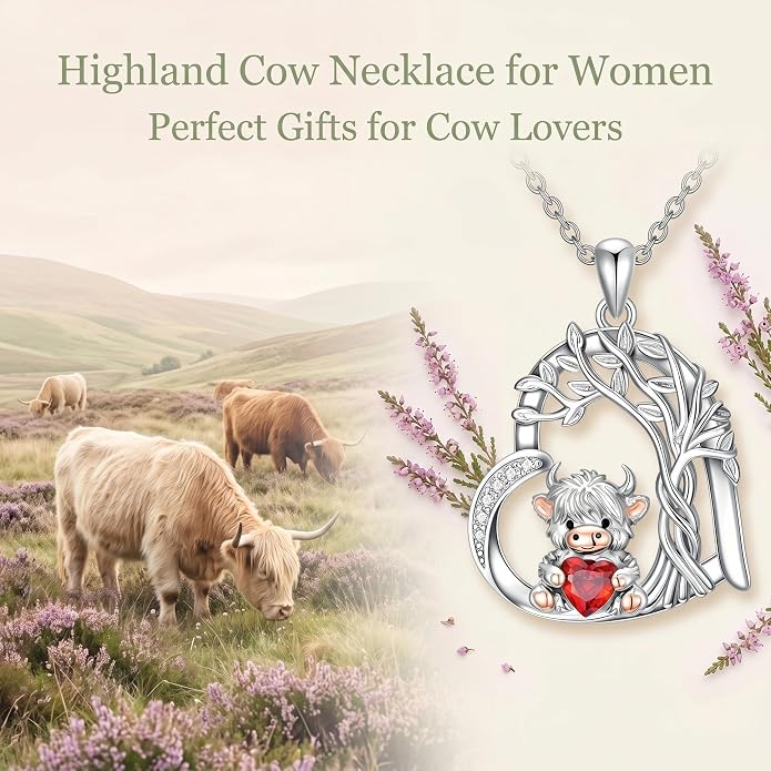 PELOVNY Teddy Bear Necklace for Women 925 Sterling Silver Bear/Highland Cow/Fox/Cat/Axolotl Birthstone Necklace Christmas Birthday Jewelry Gifts for Mom Daughter Wife Sister