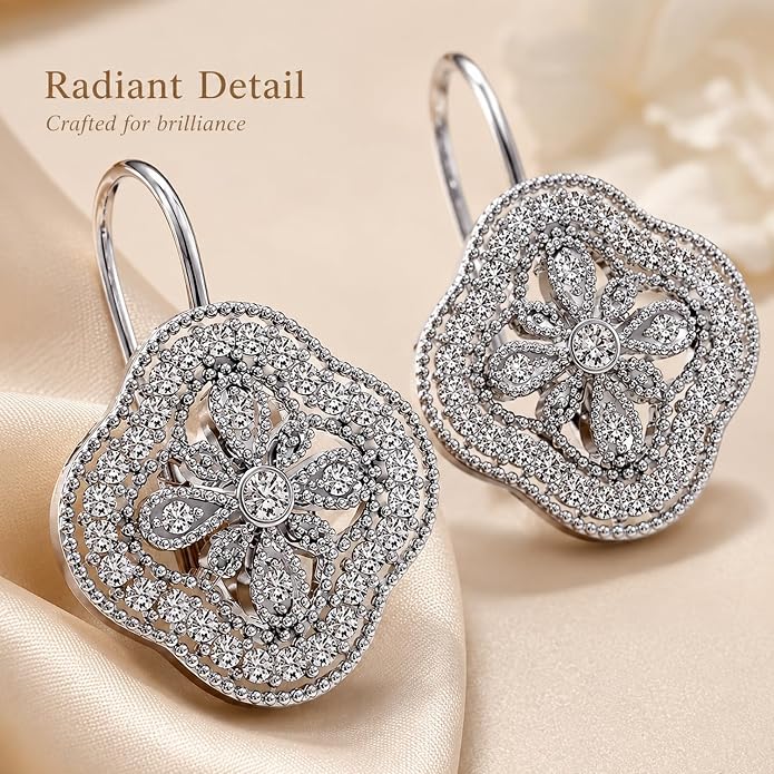 LeCalla 925 Sterling Silver Leverback Drop Earrings Lightweight Bohemia Teardrop Drop Dangle Earring for Women