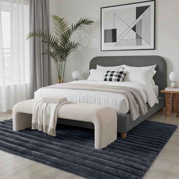 GENIMO 5x7 Area Rug for Bedroom, Soft Non Slip Fuzzy Carpet for Kids Girls and Boys, Shag Fluffy Solid Plush Rugs for Living Room, Dorm, Nursery, Playroom, Home Decor Aesthetic, Grey