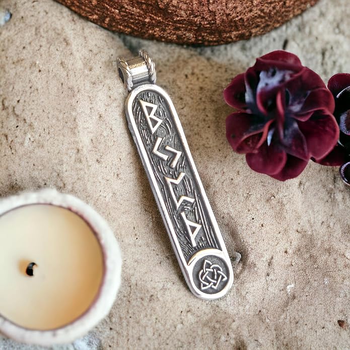 Viking Rune Formula Pendant Necklace for Men Women - 925 Sterling Silver - Norse Nordic Celtic Jewelry - Runes Protection Amulet - Matching Necklaces for Couples - Handmade