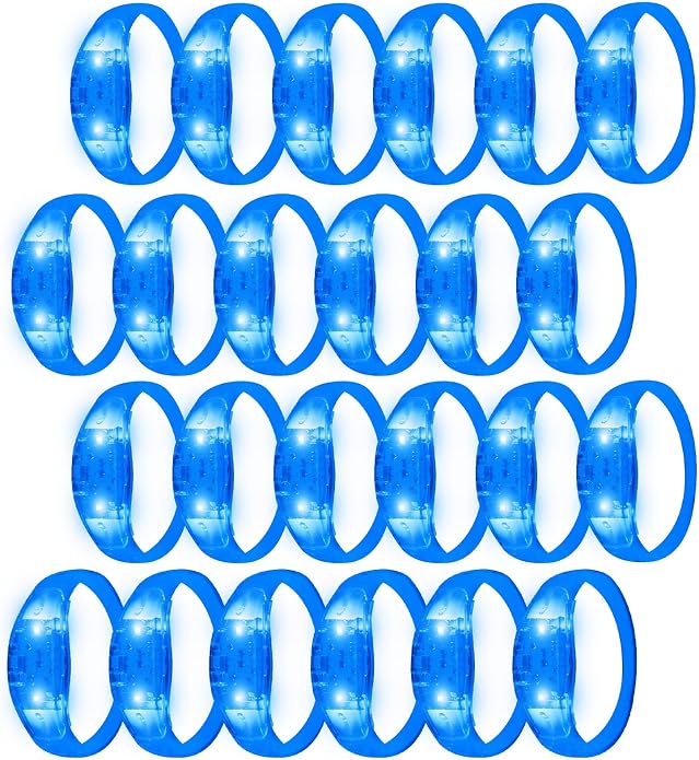 24 Pack Light UP Bracelets Sound Activated Flashing Wristbands Music Control Glow in the Dark Bracelets for Rave Game Prizes Carnival Concerts Night Events Mardi Gras Party Favors