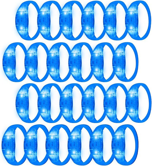 24 Pack Light UP Bracelets Sound Activated Flashing Wristbands Music Control Glow in the Dark Bracelets for Rave Game Prizes Carnival Concerts Night Events Mardi Gras Party Favors