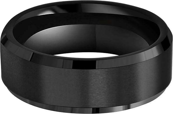 6mm 8mm 10mm Black Tungsten Wedding Band Ring Men Women Matte Finish Beveled Edges Comfort Fit Size 5 To 17