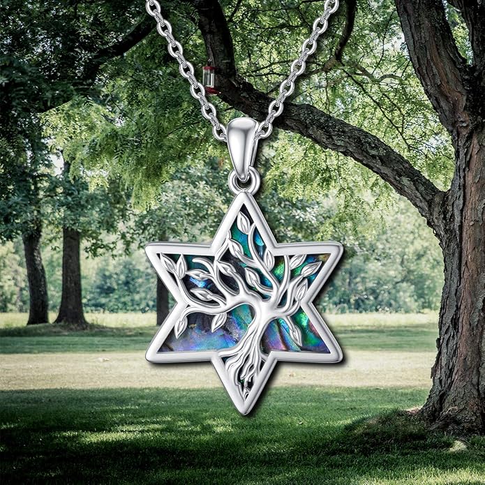 ONEFINITY Tree of Life Necklace 925 Sterling Silver Abalone Shell Celtic Knot Pendant Necklace for Women Jewelry