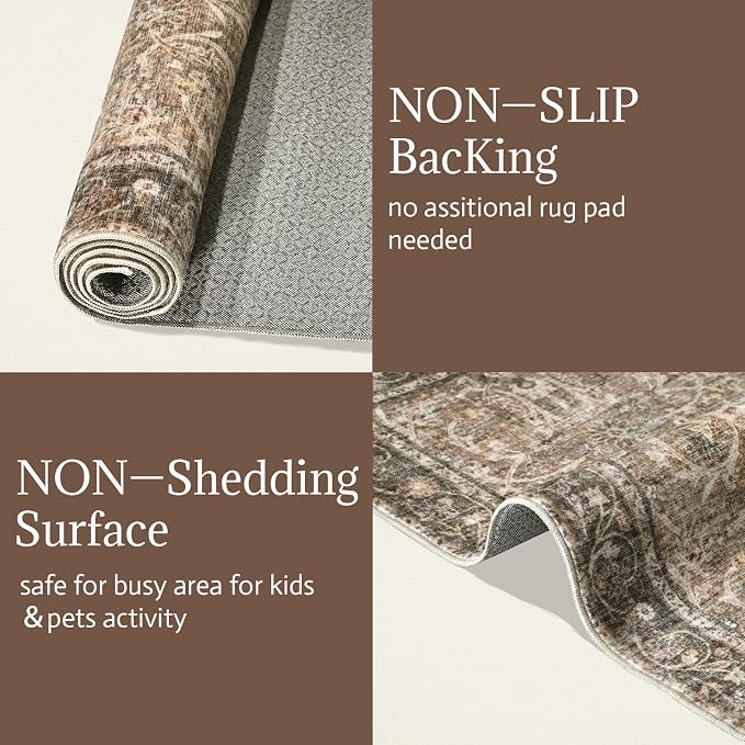 Machine Washable Entryway Small Area Rugs: Soft Non-Slip Low Pile Door Mat Indoor Entrance 2x3 ThrowRug for High-Traffic Areas Kitchen, Hallway, Farmhouse Decor