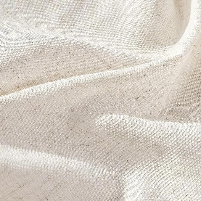 Extra Long Linen Curtains 102 Inches for Living Room Cream Pinch Pleated Light Filtering Semi Sheer Curtain Back Tab Farmhouse Boho Decor Window Drapes for Bedroom Natural Beige Ivory 40x102, 2 Panels