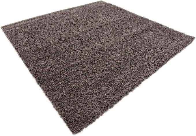 Unique Loom Solid Shag Collection Area Rug (8' Square, Graphite Gray)