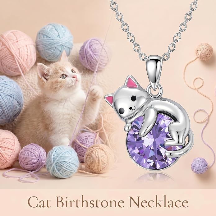 PELOVNY Teddy Bear Necklace for Women 925 Sterling Silver Bear/Highland Cow/Fox/Cat/Axolotl Birthstone Necklace Christmas Birthday Jewelry Gifts for Mom Daughter Wife Sister