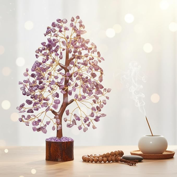 Amethyst Crystal Tree, Chakra Gemstone Gift for Feng Shui Healing