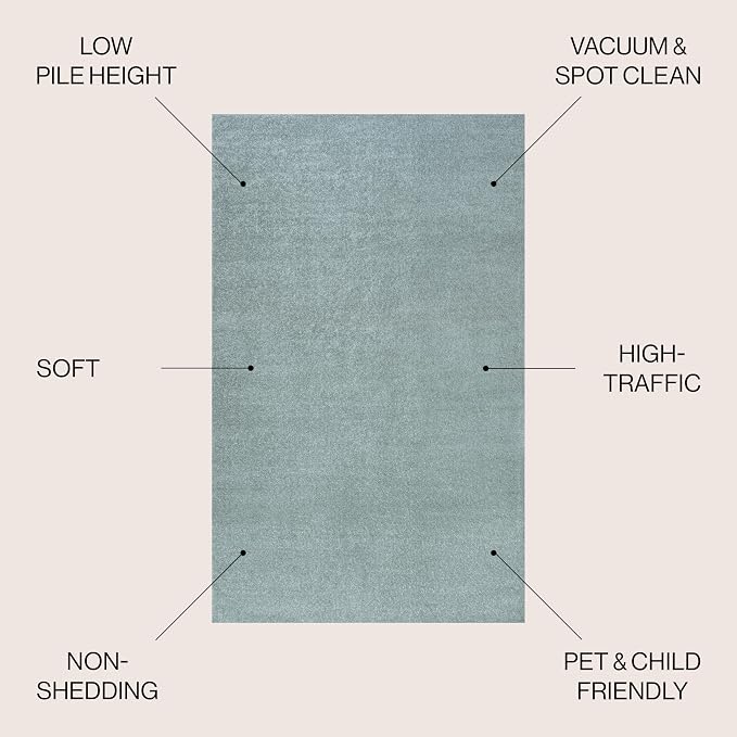 JONATHAN Y Haze Solid Low-Pile Aqua Blue 7x7 Square Indoor Area Rug, Coastal,Bohemian,Minimalist,Classic, Easy-Cleaning for Living Room,Bedroom,Kitchen,Pet Friendly,Non-Shedding (SEU100S-7SQ)