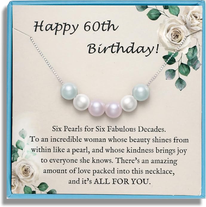 Sereney Sterling Silver Birthday Gifts for Girls Women, Pearl Necklace as 7 9 10 11 13 15 16 18 21 30 40 50 60 Year Old Birthday Gifts, Single Pearl Necklace as Bday Gifts for Friends