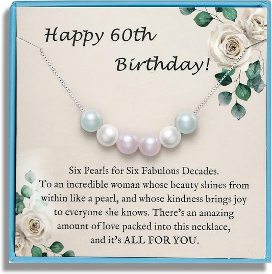 Sereney Sterling Silver Birthday Gifts for Girls Women, Pearl Necklace as 7 9 10 11 13 15 16 18 21 30 40 50 60 Year Old Birthday Gifts, Single Pearl Necklace as Bday Gifts for Friends