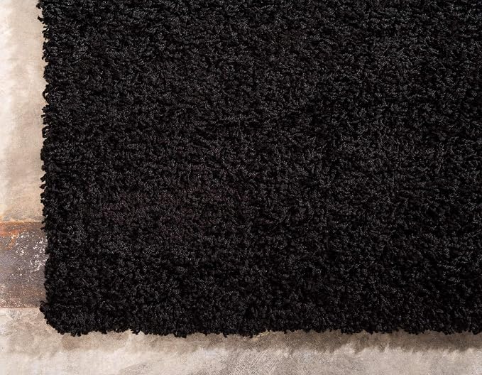 Unique Loom Solid Shag Collection Area Rug (2' x 3' 1" Rectangle, Jet Black)