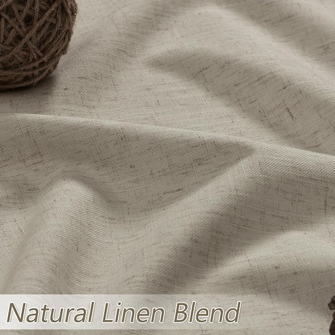 Guken Extra Long 100% Blackout Linen Curtains for Bedroom 102 inches Long, Thermal Insulated Room Darkening Black Out Window Drapes for Living Room, Back Tab Rod Pocket 2 Panels Set,Grey Flax,52x102