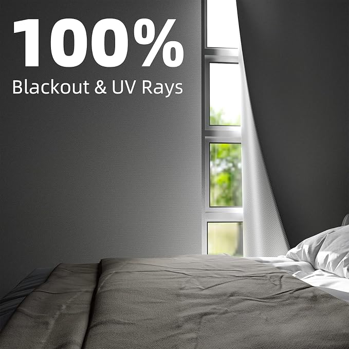 NIGHTON Portable Blackout Curtains 40"×60", Strong Hook and Loop Tape Strips with Adhesive, Cuttable Blackout Window Cover, 100% Black Out Material Blinds for Baby Nursery or Travel - White - 10