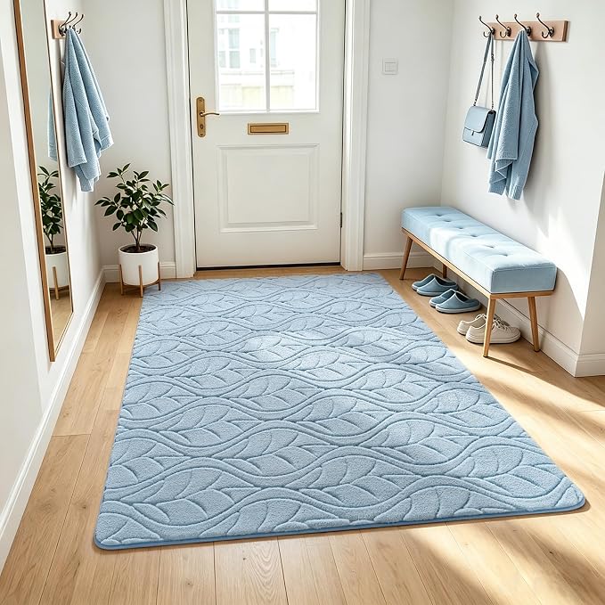 Macgace Soft Area Rug for Girls Bedroom, 3x5 Blue Geometric Shag Rugs | Washable Non-Slip Backing Medium Pile Modren Fuzzy Carpet for Kids Room, Classroom, Living Room, Dorm