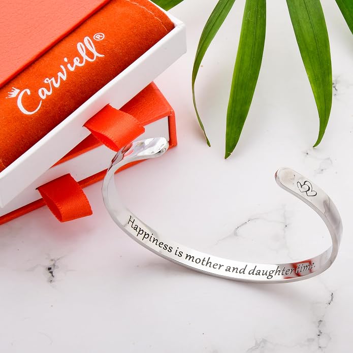 Carviell Bracelet - Gifts for Women – Inspirational, Friendship, Love, Mom, Daughter, Sister, Christian, Graduation, Memorial & Wedding Gifts – 100+ Phrases – Stainless Steel, Gift-Ready