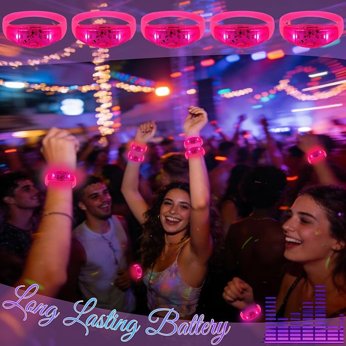 150 Pcs LED Glow Bracelets Sound Activated Light Up Bracelets for Adults Glow in the Dark Party Supplies Birthday Party Favors for Christmas, Halloween, Rave, New Year, Concert