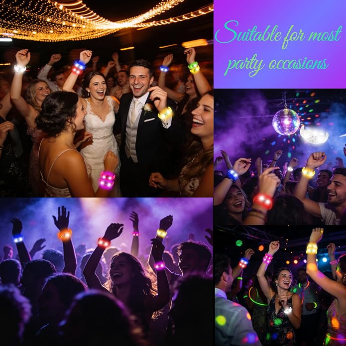 150 Pcs LED Glow Bracelets Sound Activated Light Up Bracelets for Adults Glow in the Dark Party Supplies Birthday Party Favors for Christmas, Halloween, Rave, New Year, Concert