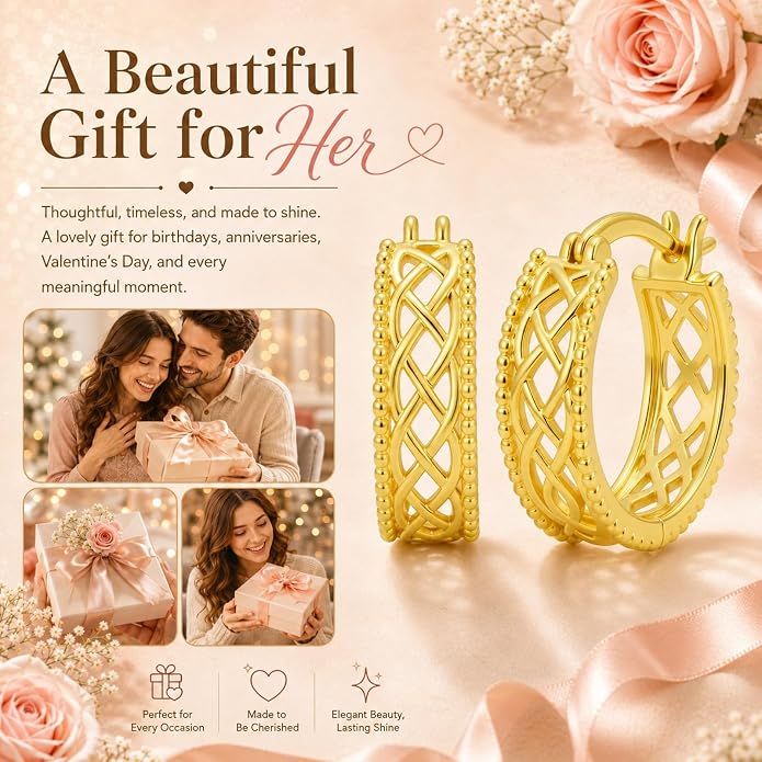 Gold Dainty Hoop Earrings for Women Hypoallergenic Lightweight 14K Gold Huggie Earrings Jewelry Valentines Day Gifts for Wife Girlfriend Her