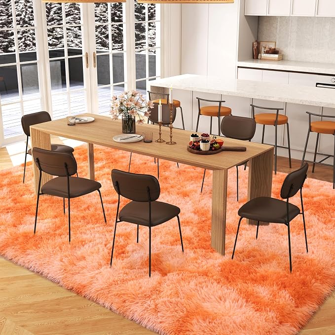 9x12 Area Rugs for Living Room, Orange Tie-Dyed Plush Fluffy Carpet | Upgrade Non-Slip Thick Large Orange Area Rug for Nursery Kids Room Dorm Room Home Decor, Indoor Plush Floor Carpet