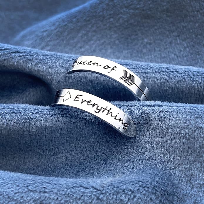 Vrycot Adjustable silvery Inspirational Stainless Steel Adjustable Bands Cool Stacking Opening Gift for Women Statement