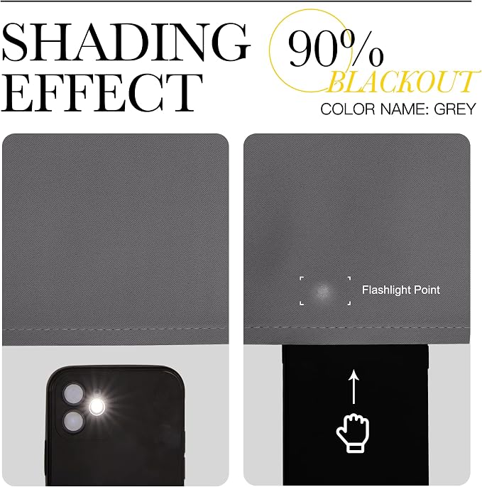 NICETOWN Bedroom Blackout Curtains Panels, 1 Pair, 55 inches by 110 Inch, Grey, Triple Weave Energy Saving Thermal Insulated Solid Grommet Blackout Draperies for Patio