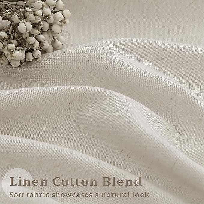 Pinch Pleat 120 Inch Long Linen Curtains 72 Inches Width Extra Wide | Light Filtering Semi Sheer, Memory Trained, Pleated Curtain, for Patio Balcony High Living Room, Boho Neutral, 72 x 120, 10FT