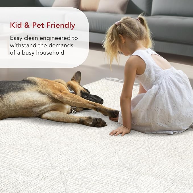 Nuloom Kerry Cream, 2'8" x 8', Geometric, Soft and Cozy, High Traffic, Stain Resistant, Easy Clean, Durable Runner for Bedroom, Living Room, Dining Space, Den, Foyer, Entryway