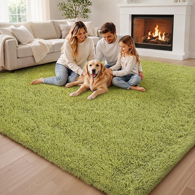 Rugs for Living Room 6x9, Alfombras para Salas Shag Large Plush Soft Area Rug, Shaggy Carpets for Bedroom,Home Decor Aesthetic(Grass Green, 6x9 Feet)
