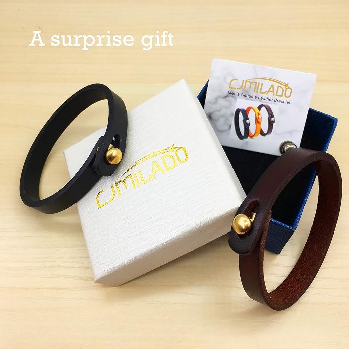 Mens Genuine Leather Bracelet - Handmade Adjustable Leather Cuff Bracelet punk Style leather wrap Wristband for Men