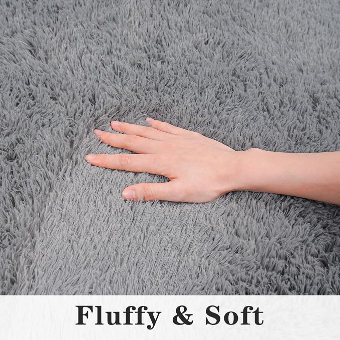 Dssimo 5x7 Area Rug for Living Room Fluffy Shag Grey Rugs for Bedroom, | Soft Fuzzy Plush Non-Slip Carpet for Kids,Girls Boys and Teens Modern Decor Aesthetic for Dorm Nursery Classroom