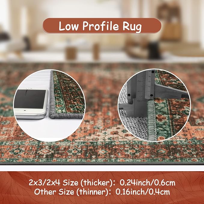 Moynesa Washable Rug Runners for Hallways, Boho 2'6"x8' Runner Rug Non-Slip Ultra-Thin, Long Vintage Oriental Medallion Carpet Runner for Laundry Bedroom Kitchen Bathroom